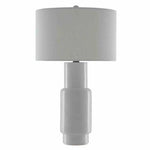 White Satin Black Janeen White Table Lamp - LOOMLAN - Currey & Co - Table Lamps