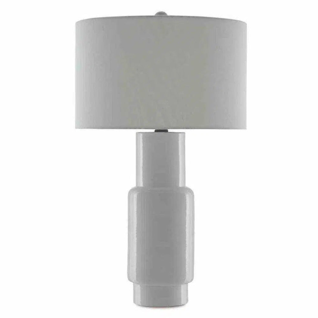 White Satin Black Janeen White Table Lamp - LOOMLAN - Currey & Co - Table Lamps