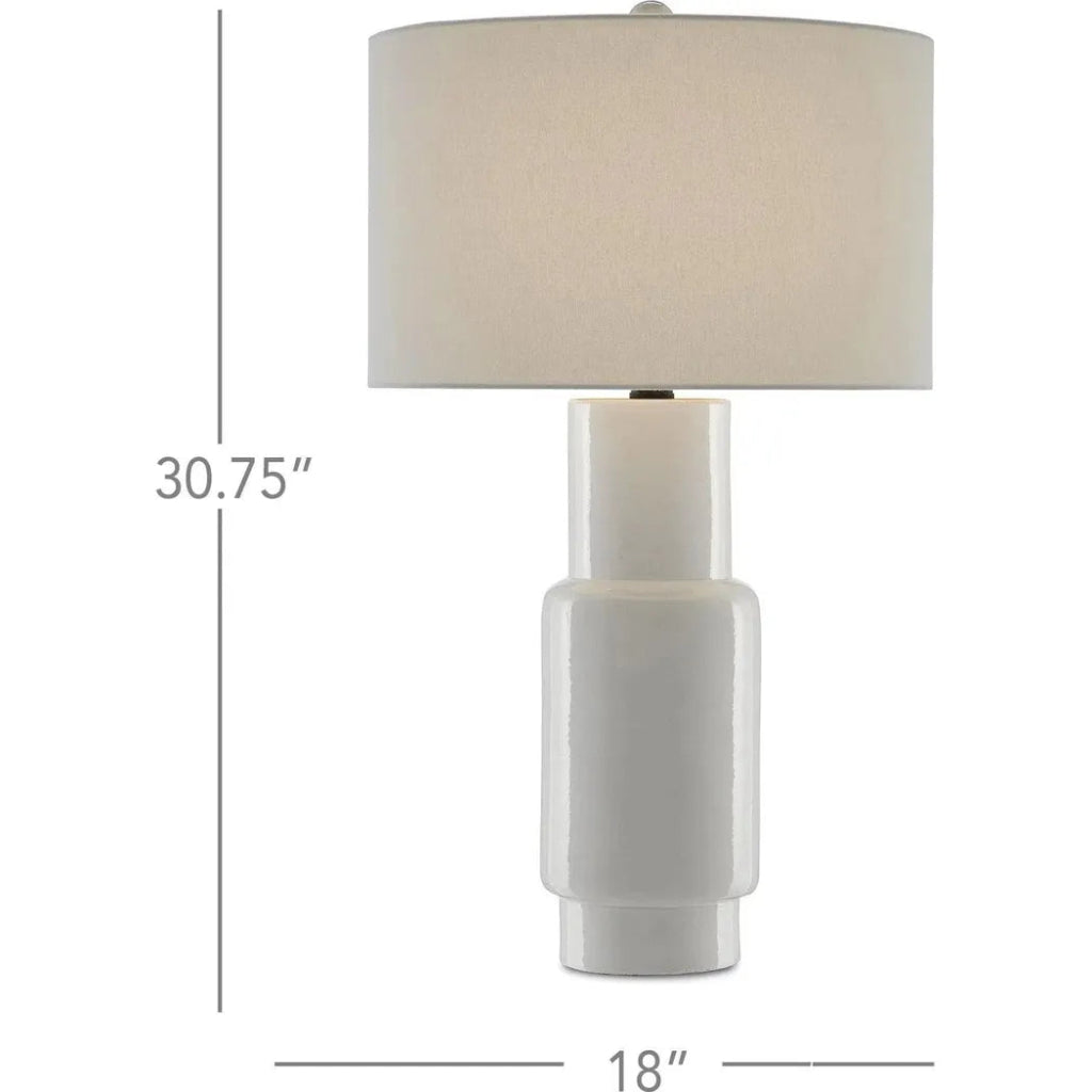 White Satin Black Janeen White Table Lamp - LOOMLAN - Currey & Co - Table Lamps