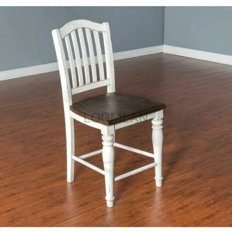 White Seat Slatback Counter Stool - LOOMLAN - Sunny D - Counter Stools