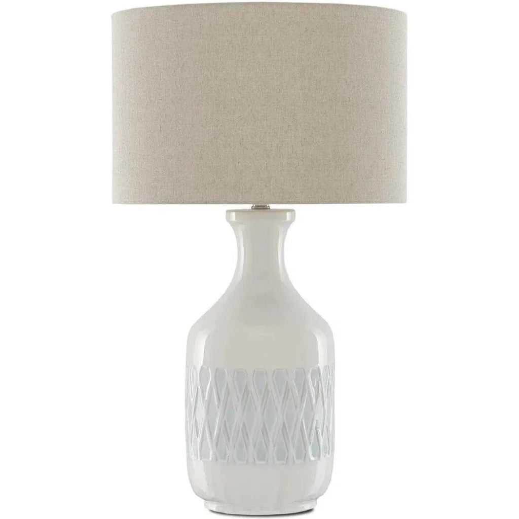 White Sky Blue Samba White Table Lamp - LOOMLAN - Currey & Co - Table Lamps