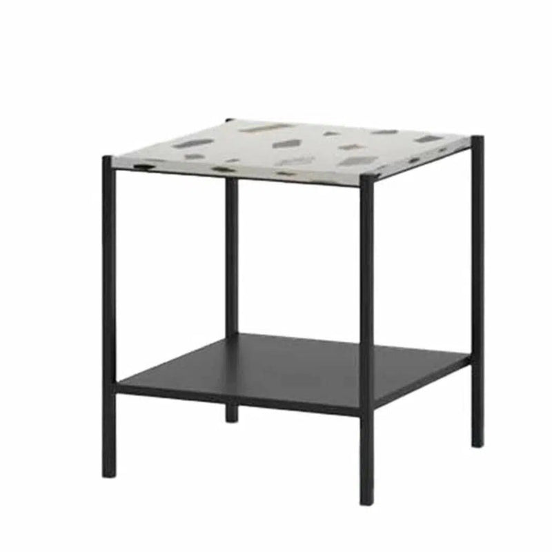 White Square Side Table With Shelves Metal - LOOMLAN - LH Imports - Side Tables