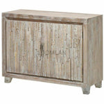 White Stacked Planks Wood Accent Cabinet - LOOMLAN - LOOMLAN - Accent Cabinets