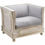 White Wash Carved Wood Lounge Accent Chair - LOOMLAN - LOOMLAN - Club Chairs