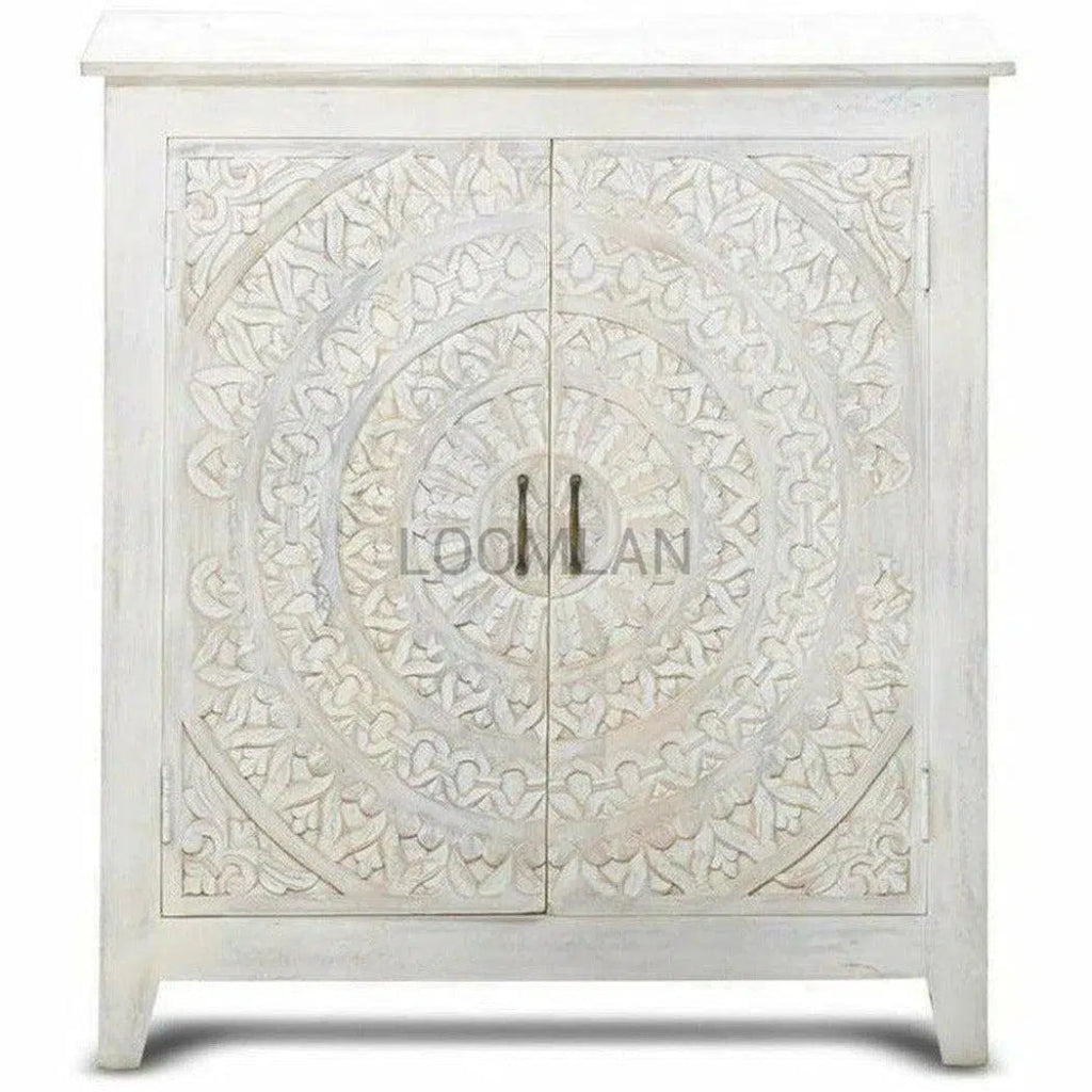 Whiteed Lace Mandala Accent Cabinet - LOOMLAN - LOOMLAN - Accent Cabinets