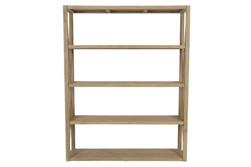 Coastal Teak Wood Verticle X Shape Outdoor Bookcase