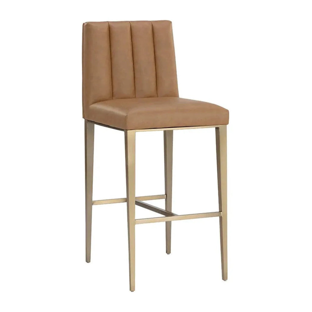 Wilbur Barstool Milliken Cognac Faux Leather - LOOMLAN - SUNPAN - Bar Stools