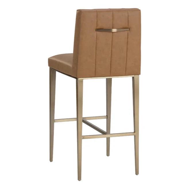 Wilbur Barstool Milliken Cognac Faux Leather - LOOMLAN - SUNPAN - Bar Stools