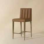 Wilbur Counter Stool Milliken Cognac Brass Legs - LOOMLAN - SUNPAN - Counter Stools