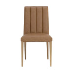 Wilbur Dining Chair Milliken Cognac Faux Leather - LOOMLAN - SUNPAN - Dining Chairs