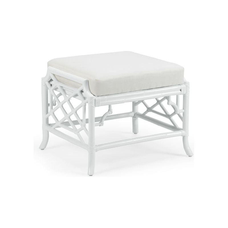 Wild Palm Rattan Made White Ottoman - LOOMLAN - Wildwood - Ottomans