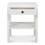 Windy Wood White Rectangular Side Table Single Drawer - LOOMLAN - Sarreid - Side Tables