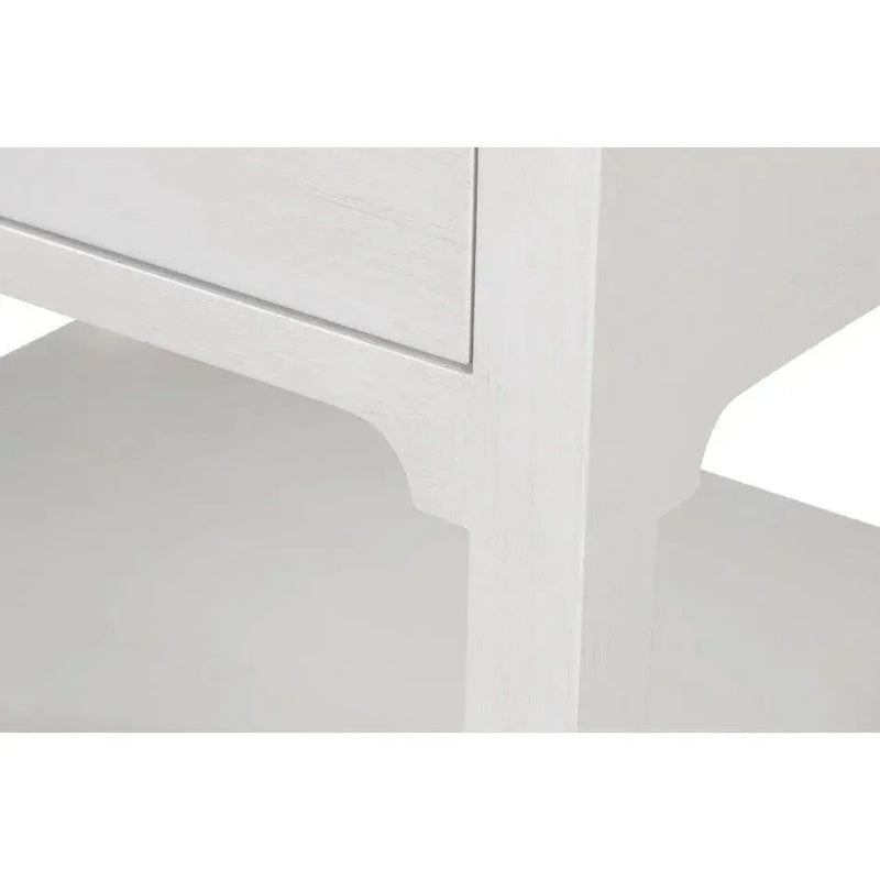Windy Wood White Rectangular Side Table Single Drawer - LOOMLAN - Sarreid - Side Tables