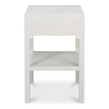 Windy Wood White Rectangular Side Table Single Drawer - LOOMLAN - Sarreid - Side Tables
