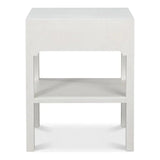Windy Wood White Rectangular Side Table Single Drawer - LOOMLAN - Sarreid - Side Tables
