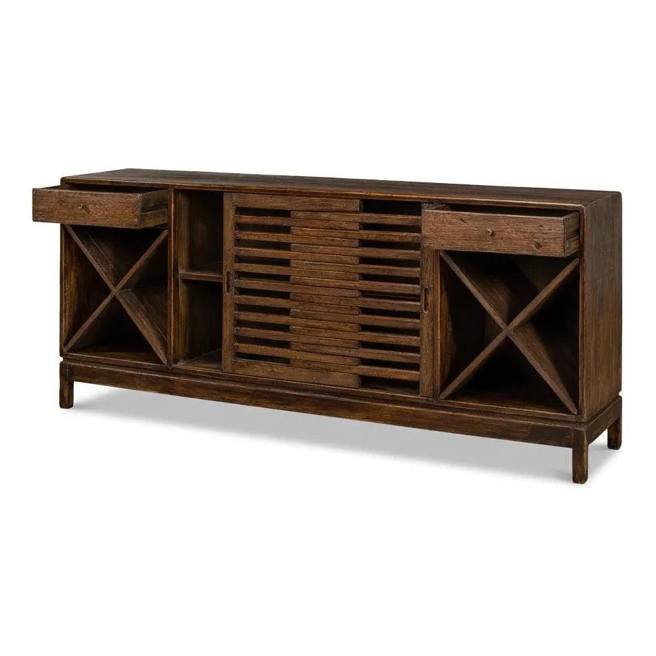 Wine Bar Cabinet With Drawers - LOOMLAN - Sarreid - Home Bar Cabinets