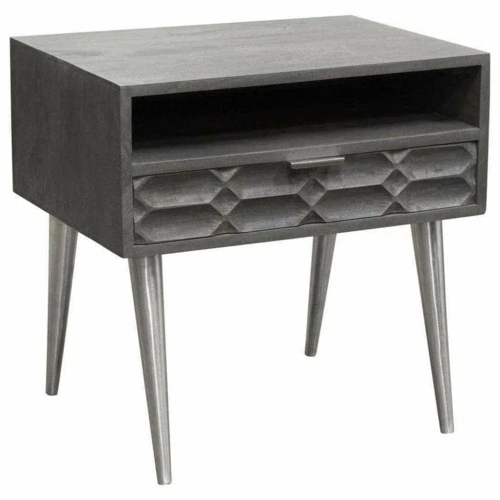 Wood 1 - Drawer Accent Table Smoke Grey - LOOMLAN - Diamond Sofa - Side Tables