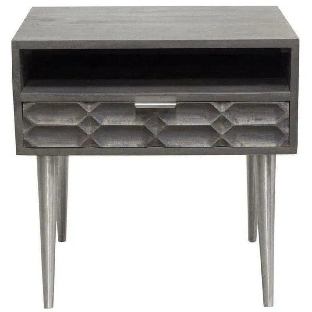 Wood 1 - Drawer Accent Table Smoke Grey - LOOMLAN - Diamond Sofa - Side Tables