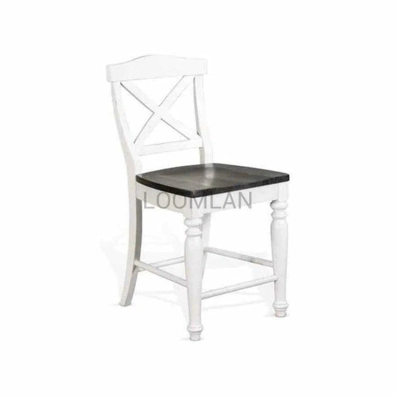 Wood Crossback Counter Barstool Wood Seat - LOOMLAN - Sunny D - Counter Stools