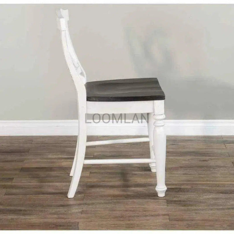 Wood Crossback Counter Barstool Wood Seat - LOOMLAN - Sunny D - Counter Stools