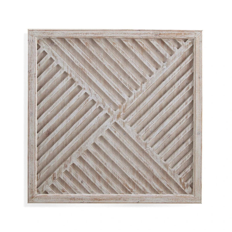 Wood Fretwork White Wall Panel - LOOMLAN - Bassett Mirror - Canvas Art