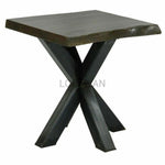 Wood Live Edge Black Square End Side Table - LOOMLAN - LOOMLAN - Side Tables