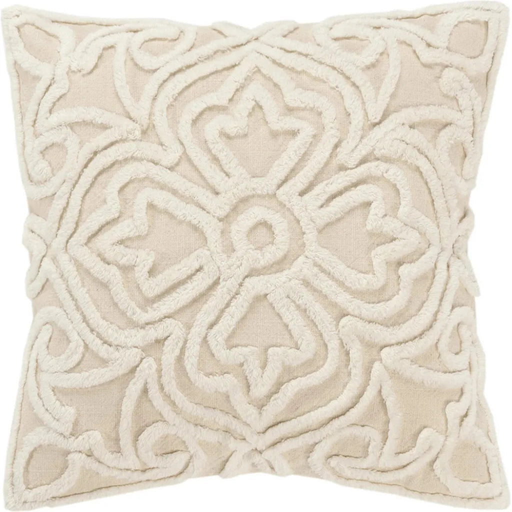 Woven Medallion Natural Throw Pillow Down Insert - LOOMLAN - Throw Pillows