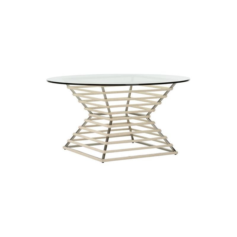 Wrapped Glass Top Round Cocktail Table - LOOMLAN - Chelsea House - Coffee Tables