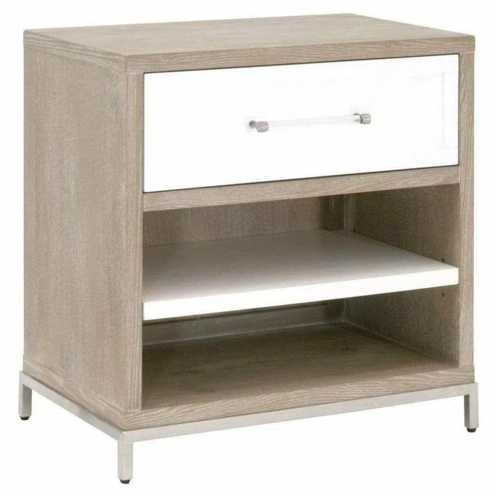 Wrenn 1 Drawer Two Tone White Nightstand - LOOMLAN - Essentials For Living - Nightstands