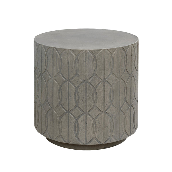 Trellis Concrete Round Outdoor End Table