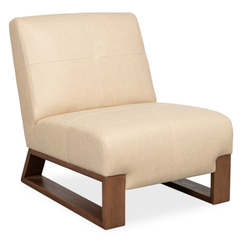 Wylam Cappucino White Leather Chair - LOOMLAN - Sarreid - Club Chairs