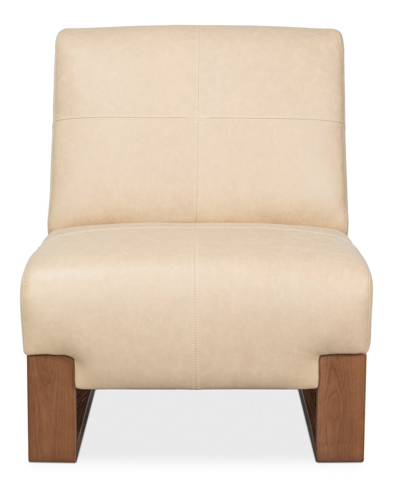 Wylam Cappucino White Leather Chair - LOOMLAN - Sarreid - Club Chairs