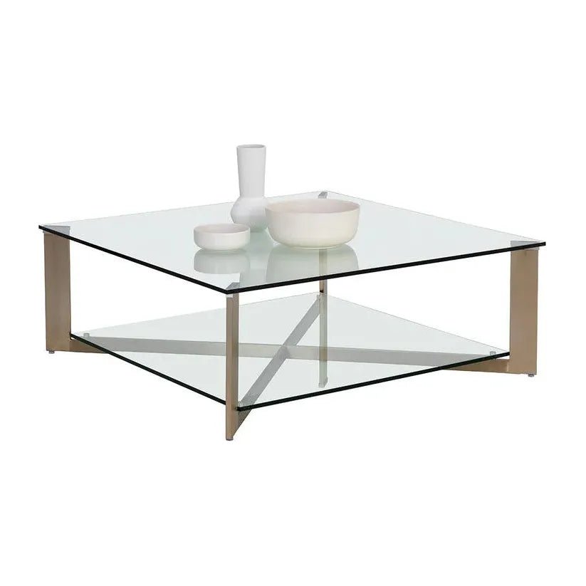 Xavier Steel Framed Glass Coffee Table - LOOMLAN - SUNPAN - Coffee Tables