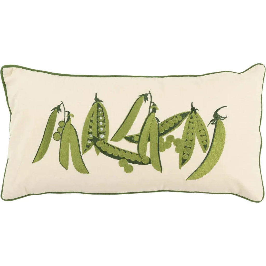 Yara Green Peas Farmhouse Lumbar Pillow Cover Insert - LOOMLAN - Throw Pillows