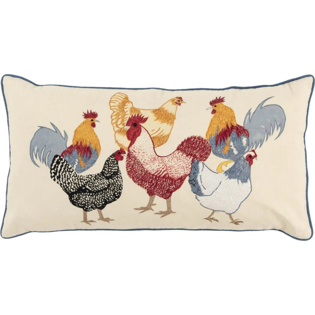 Yara Roosters Lumbar Pillow Cover Insert Roosters - LOOMLAN - Throw Pillows