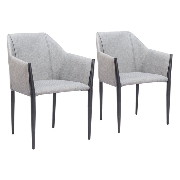 Andover Black Steel Slate Gray Dining Arm Chair (Set of 2)