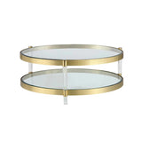 York Coffee Table Brass Glass Shelves & - LOOMLAN - SUNPAN - Coffee Tables