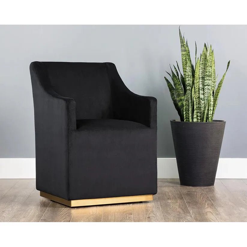 Zane Fabric Wheeled Dining Chair - LOOMLAN - SUNPAN - Dining Chairs