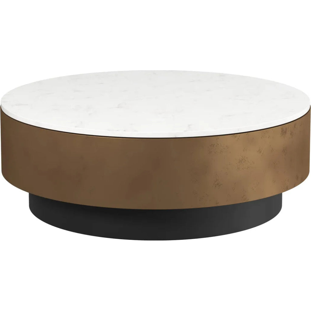 Zelda Coffee Table White Marble Black Base - LOOMLAN - Coffee Tables