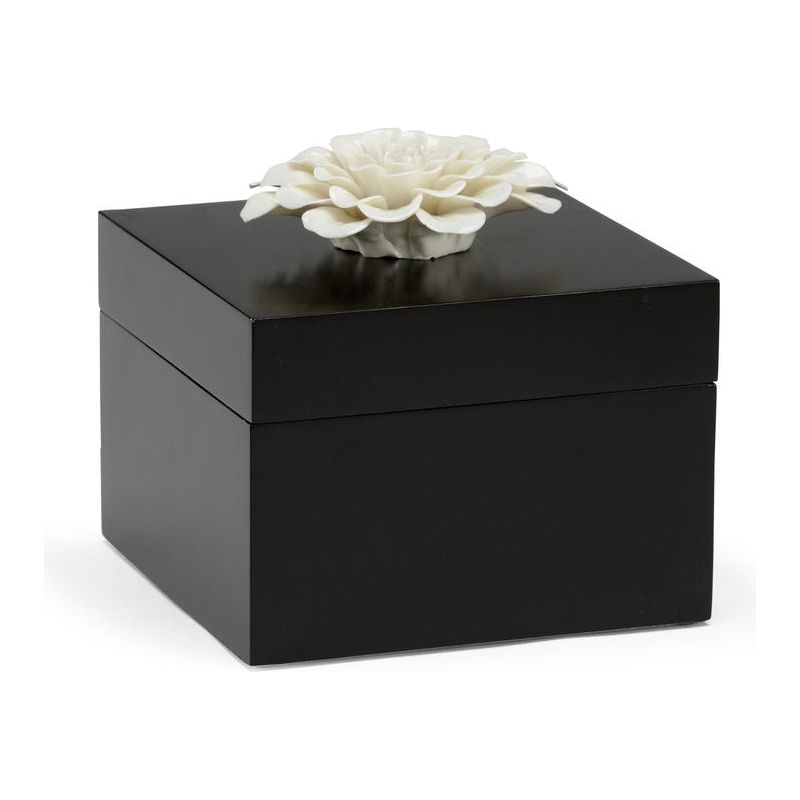 Zinnia Hand Sculpted Petals Topped Black Box - LOOMLAN - Boxes & Bowls