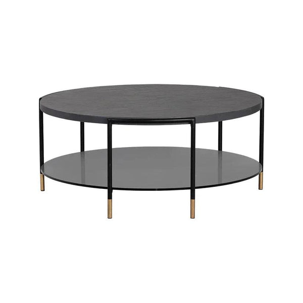 Zuma Coffee Table Concrete & Glass Gold Caps - LOOMLAN - SUNPAN - Outdoor Coffee Tables
