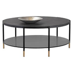 Zuma Coffee Table Concrete & Glass Gold Caps - LOOMLAN - SUNPAN - Outdoor Coffee Tables