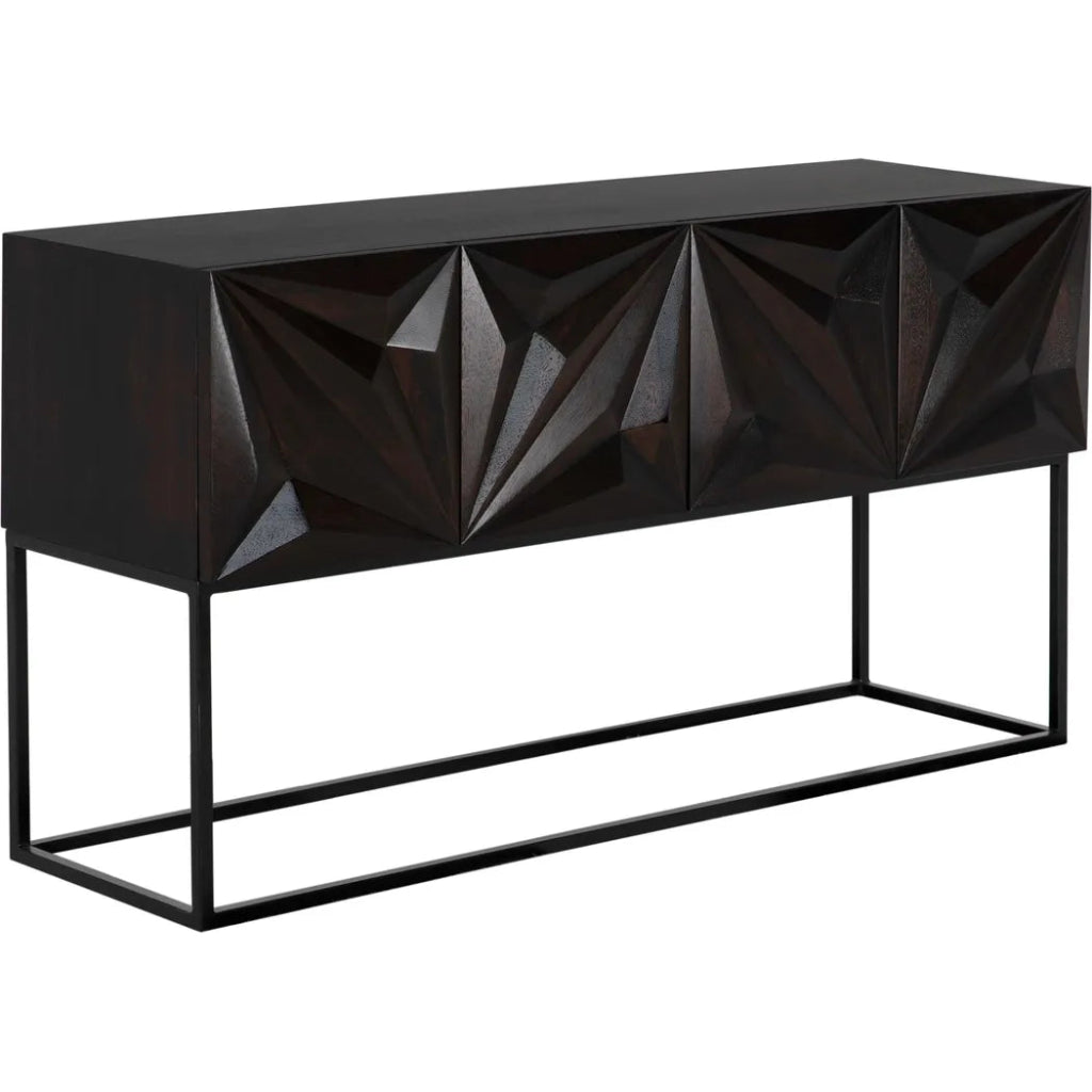 Zurich Console Ebony Walnut With Steel Legs - LOOMLAN - Noir - Console Tables