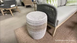 Loom Accent Table Taupe & White Flat Rope, Taupe Stripe LOOMLAN