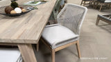 Loom Outdoor Dining Chair, Set of 2 Taupe & White Flat Rope, Pumice, Gray Teak LOOMLAN