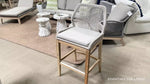 Loom Outdoor Barstool Taupe & White Flat Rope, Pumice, Natural Gray Teak Wood